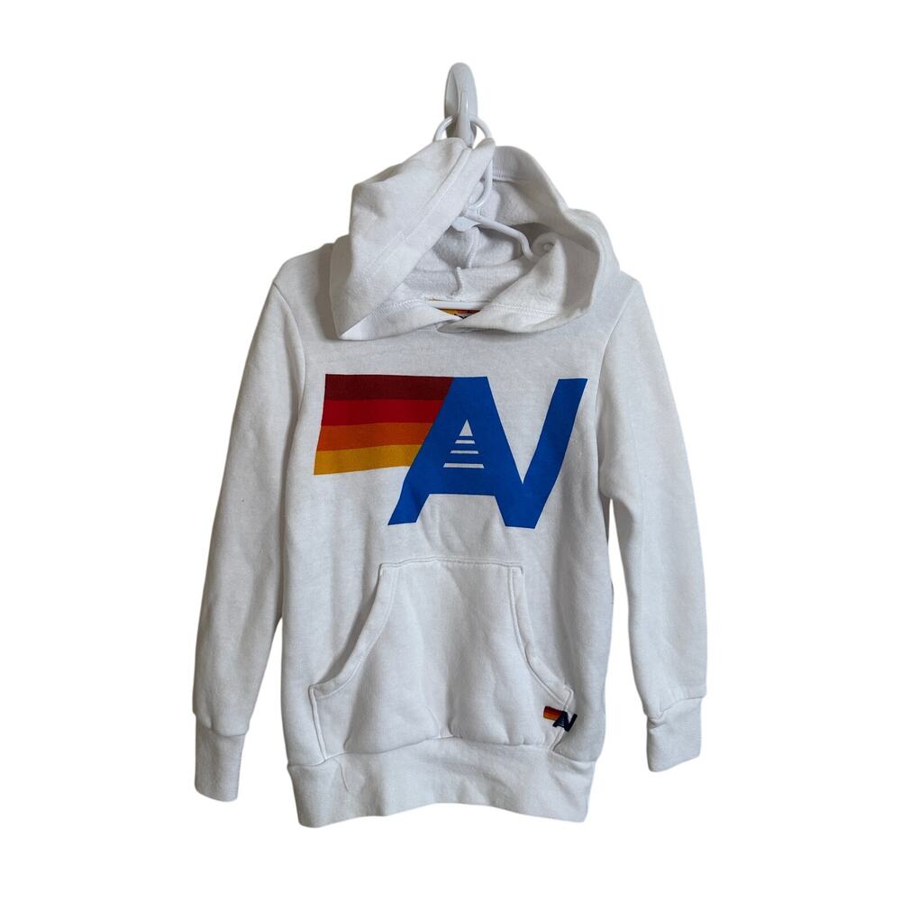 Aviator Nation Kids Logo Pullover Hoodie White 2 Years NWOT